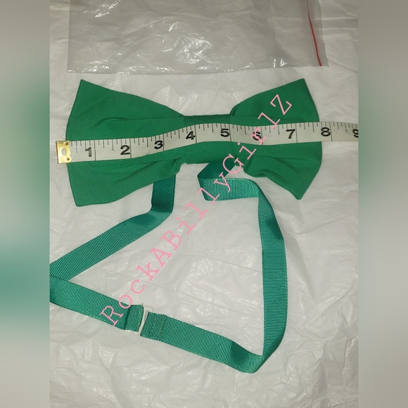 Tatyana Hunter Green Big Bow Pinup Detachable Adjustable Necktie or Hair Tie - Picture 5 of 8